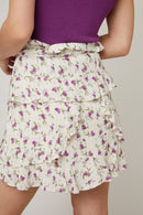 Ecru And Purple Flounced Skirt