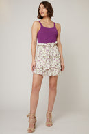 Ecru And Purple Flounced Skirt