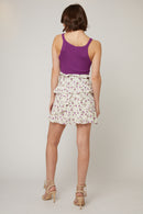 Ecru And Purple Flounced Skirt