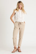 Berenice - Beige Carrot-Fit Trousers
