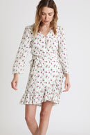 Berenice - Robe Portefeuille Blanc Et Fuchsia