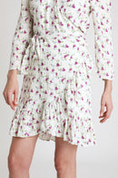 Berenice - Robe Portefeuille Blanc Et Fuchsia