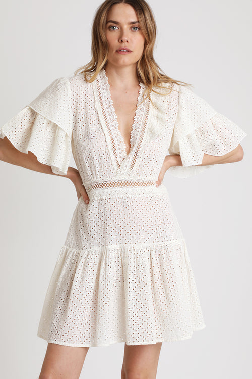 Ecru Broderie Anglaise Skater Dress