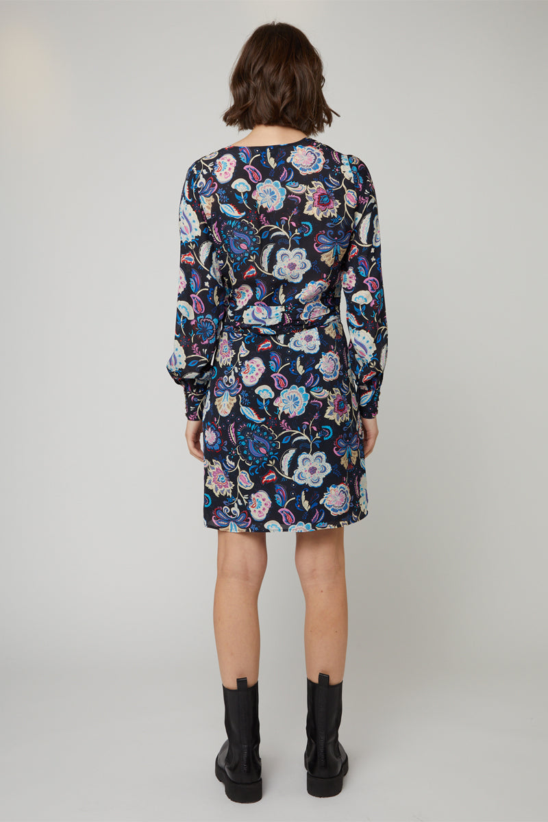 Robe Portefeuille Noir Et Fuchsia