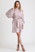 Berenice - Vestido Camisero Blanco y Burdeos