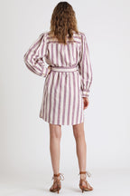 Berenice - Vestido Camisero Blanco y Burdeos