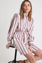 Berenice - Vestido Camisero Blanco y Burdeos