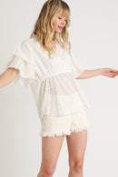 Blouse En Broderie Anglaise Écru