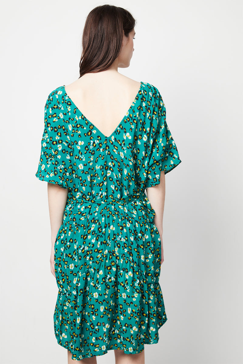 Green And Ecru Skater Dress