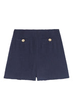 Short En Tweed Taille Haute Morten - Bleu Marine