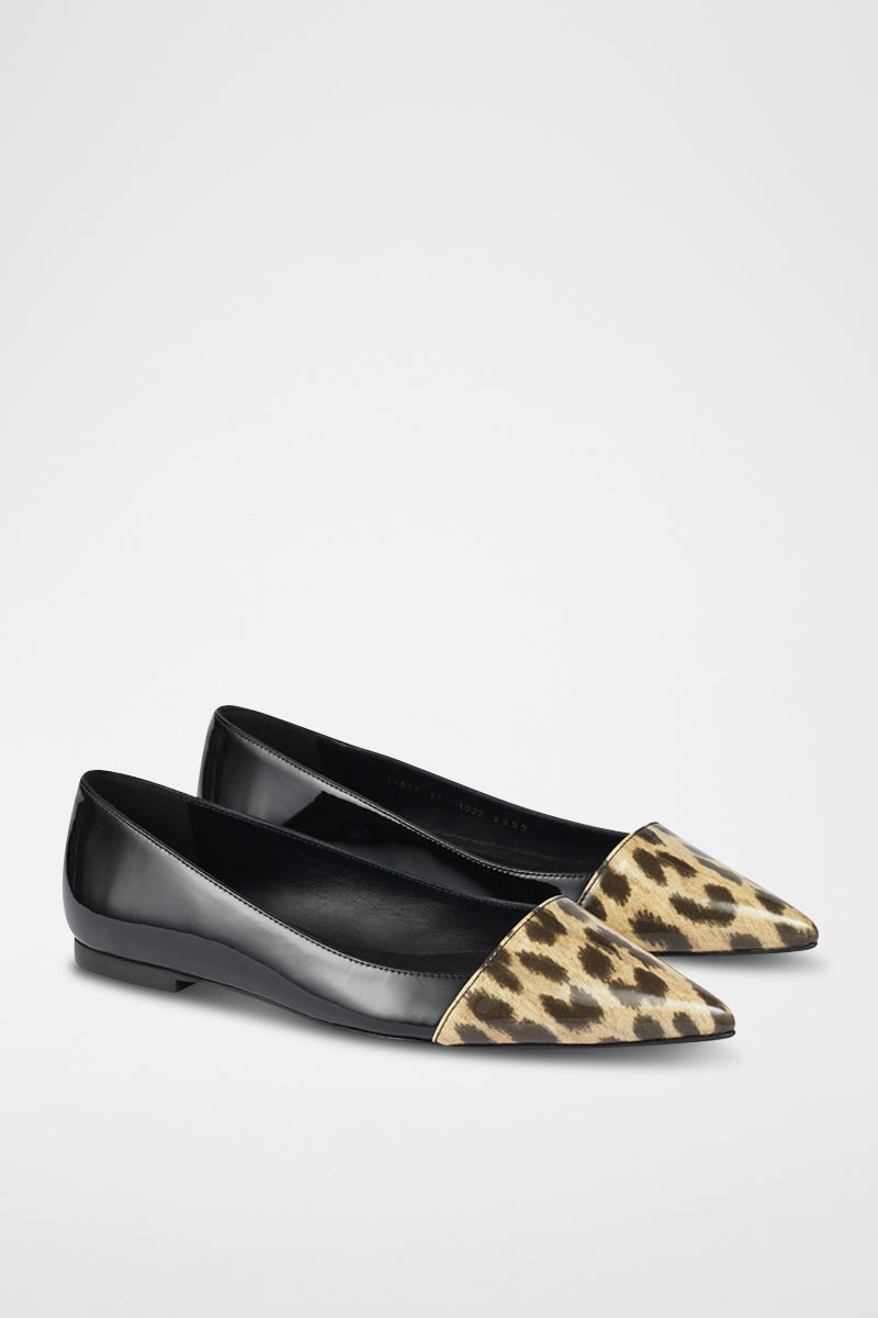 Murphy Nappa Leather Ballet Flats - Black and Beige