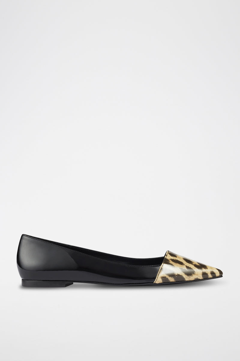 LK Benett - Murphy Nappa Leather Ballerina Flats - Black And Beige