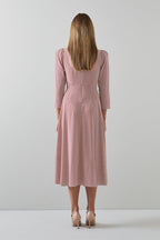 LK Benett - Vestido largo de seda Gabrielle - Rojo frambuesa y blanco