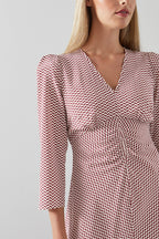 LK Benett - Vestido largo de seda Gabrielle - Rojo frambuesa y blanco