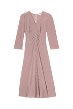 LK Benett - Vestido largo de seda Gabrielle - Rojo frambuesa y blanco