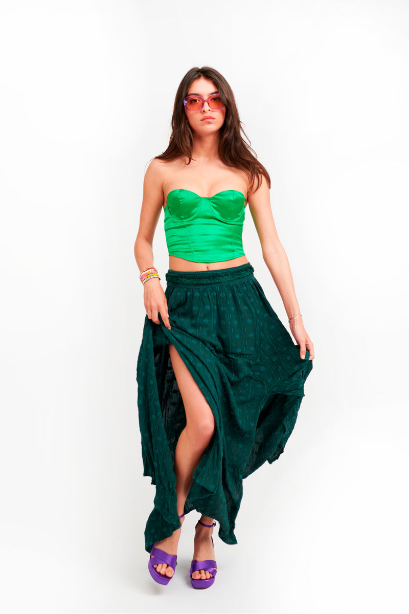 Jupe Longue Jasmin - Vert Canard