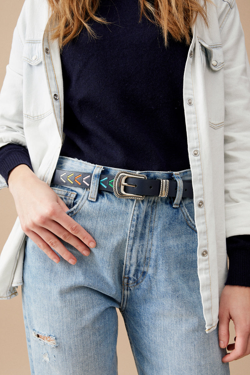 Ceinture En Cuir Kimmy - Bleu Marine