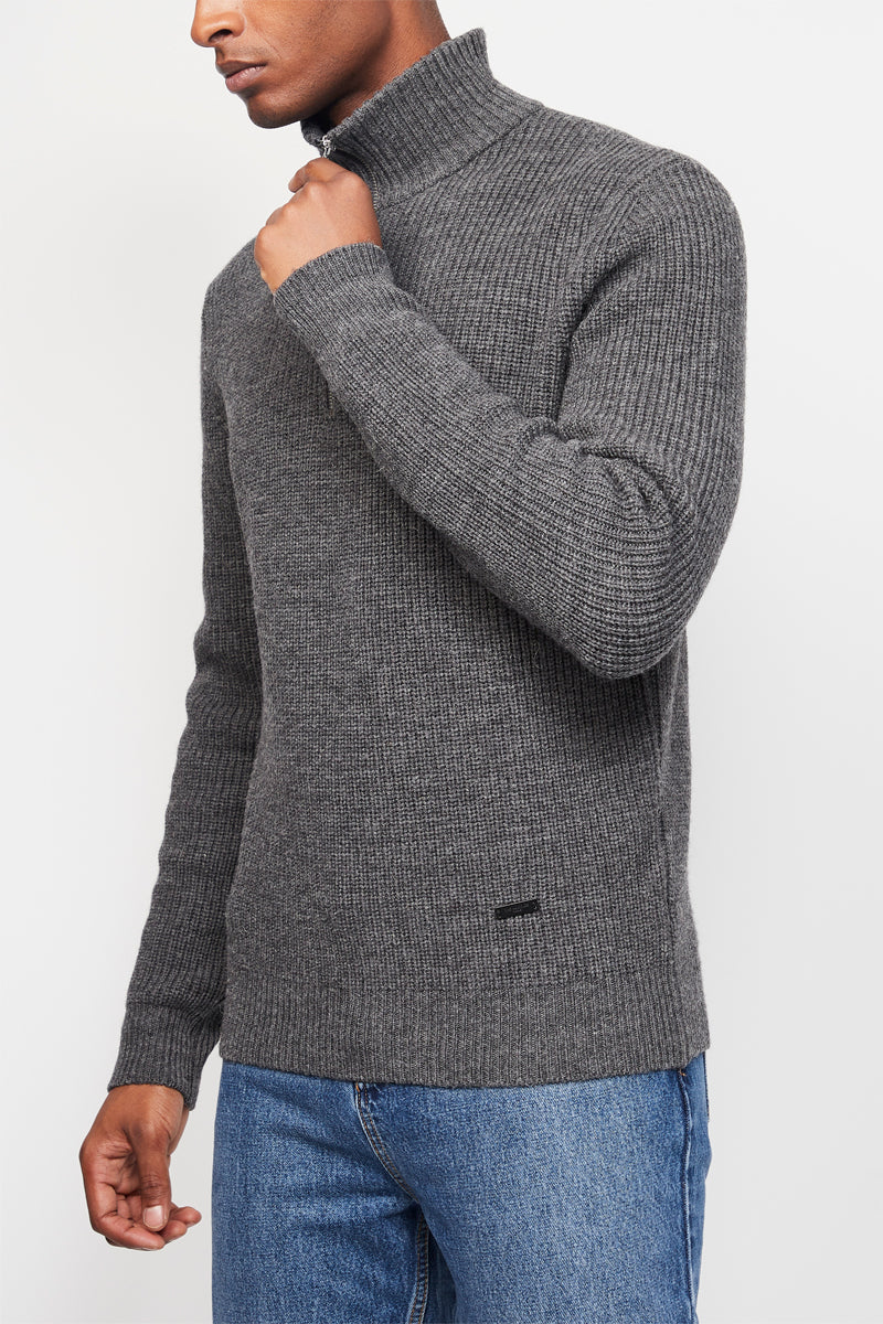 The Kooples - Wool Zip Neck Sweater - Man