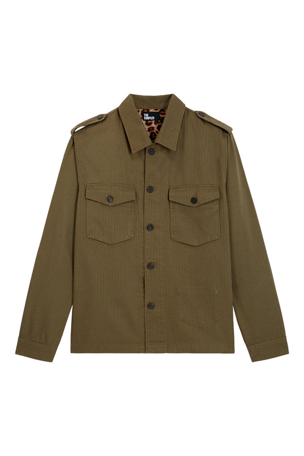 The Kooples - Chevron Fabric Jacket with Leopard Lining - Men