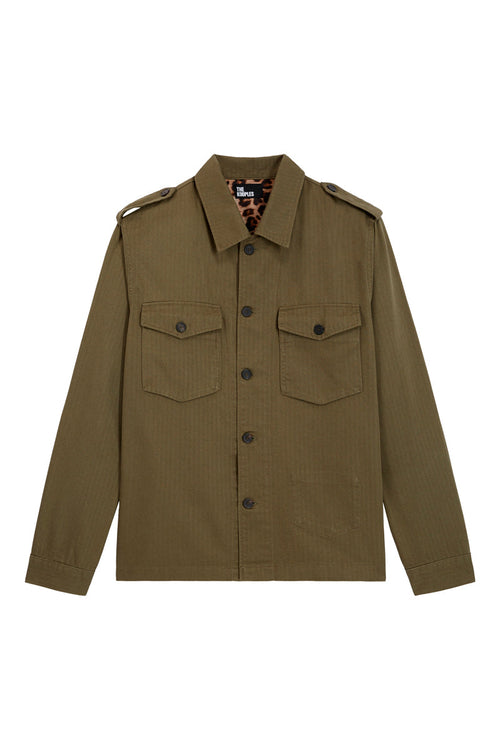 Chaqueta de tejido Chevron con forro de leopardo - Hombre