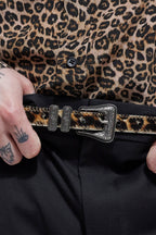 The Kooples - Ceinture Fine En Cuir Léopard - Femme