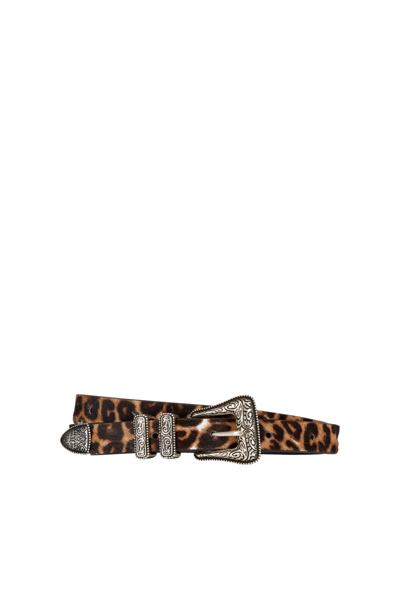The Kooples - Ceinture Fine En Cuir Léopard - Femme
