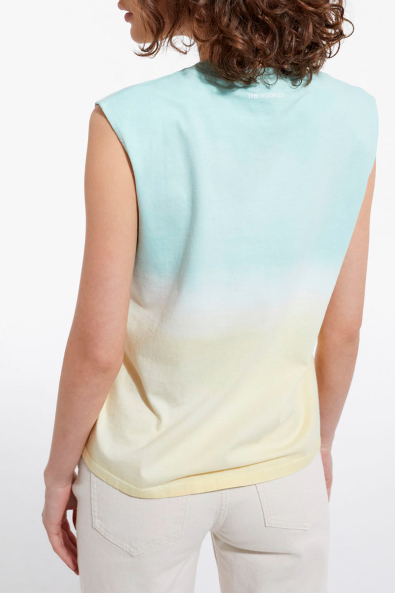 The Kooples - T-Shirt Coton Femme Vert Et Jaune Motif - Femme