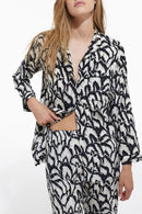 Camisa de seda - Blanco y negro - Mujer