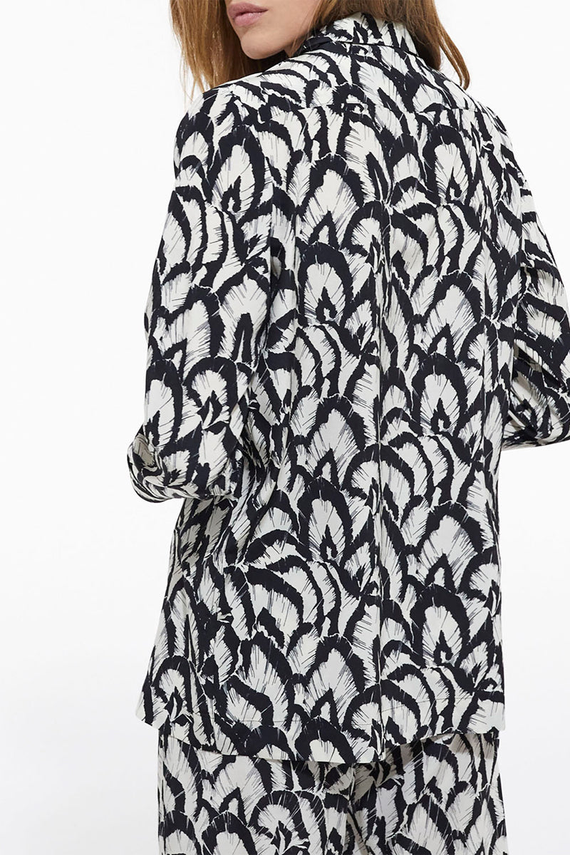Camisa de seda - Blanco y negro - Mujer