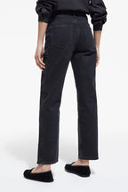 The Kooples - Jeans Droit À Broderie Noir - Femme