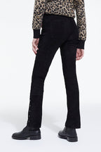 The Kooples - Pantalon Droit En Cuir Suédé Noir - Femme