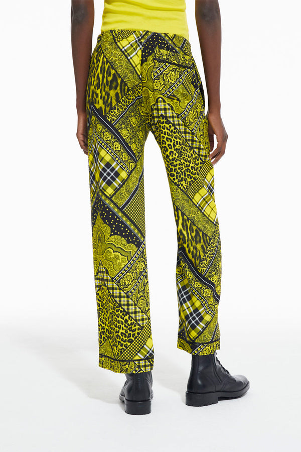 The Kooples - Pantalon Droit - Noir Et Vert Citron - Femme