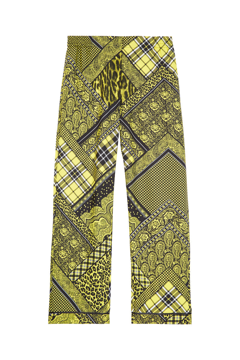 The Kooples - Pantalon Droit - Noir Et Vert Citron - Femme