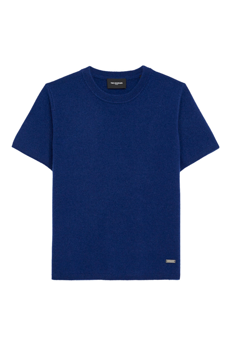 The Kooples - Blue Short Sleeve Cashmere Sweater - Woman