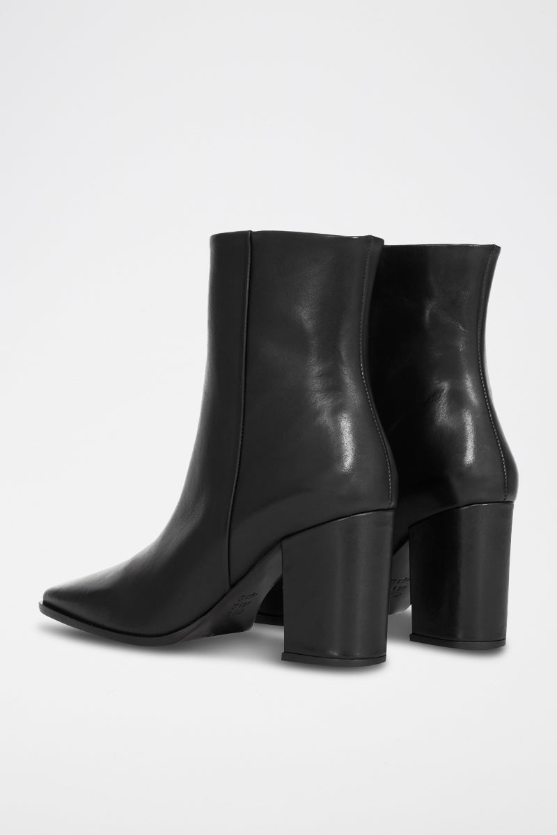 The Kooples - Black Heeled Ankle Boots with Square Toe - Women