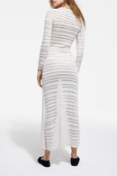 Robe Longue En Laine Blanche - Femme