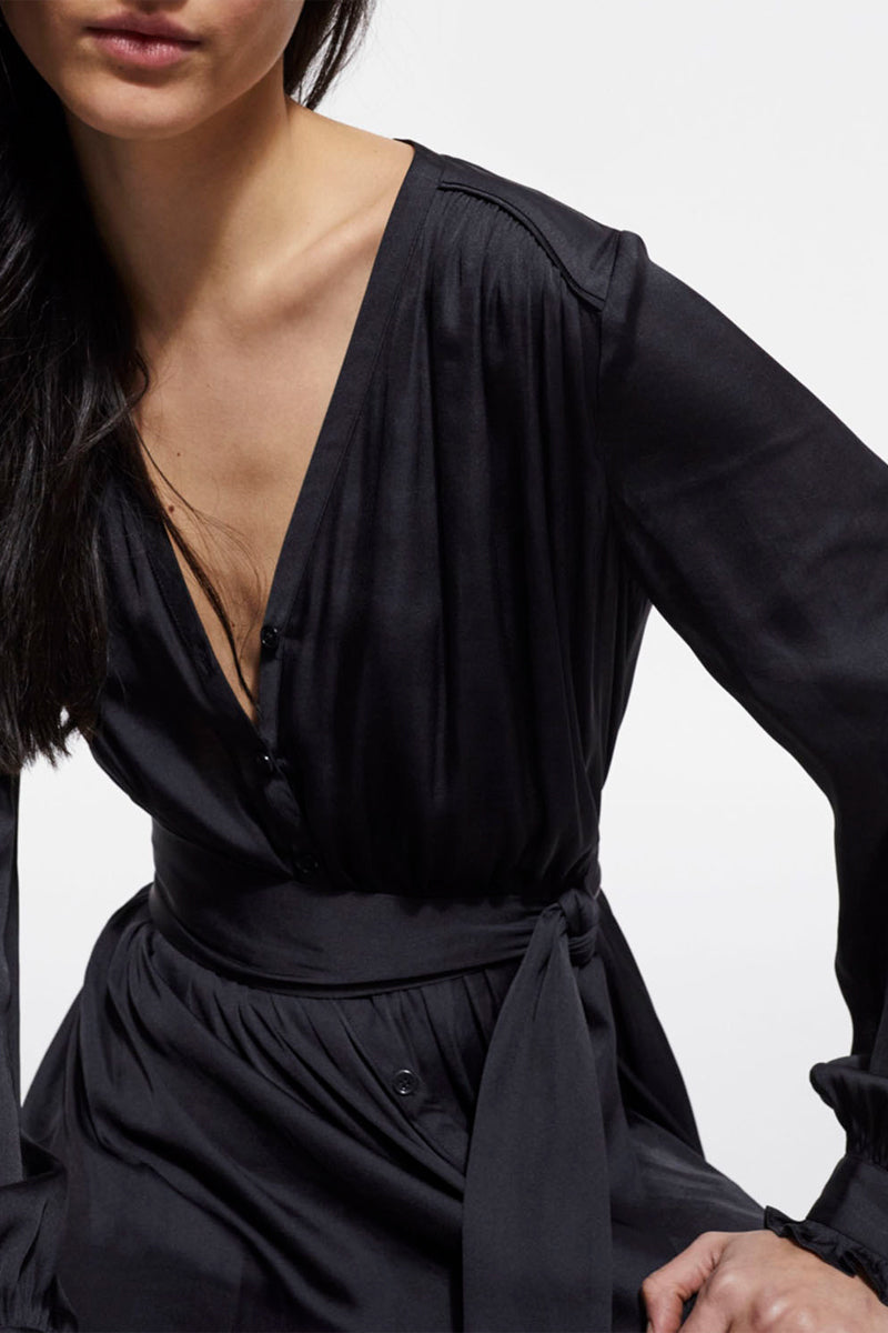 Shirt Dress - Black - Women