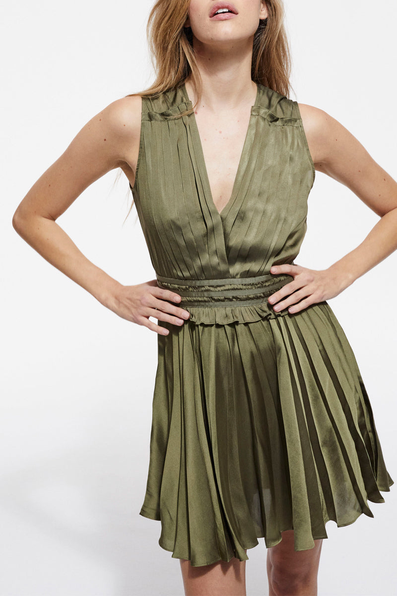 The Kooples - Vestido corto caqui - Mujer