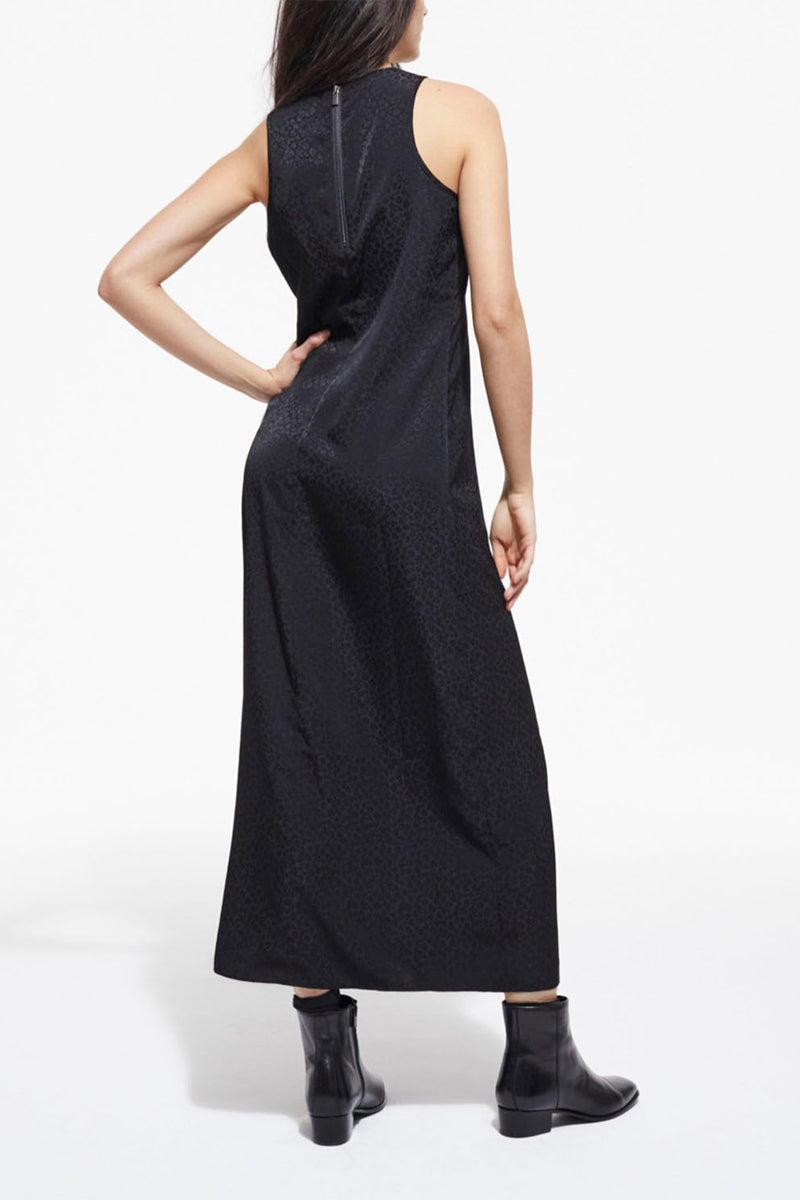 Vestido Largo Leopardo Negro - Mujer