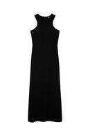 Vestido Largo Leopardo Negro - Mujer
