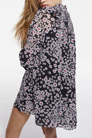 Vestido trapecio - Negro y rosa - Mujer