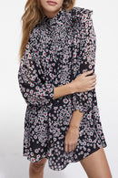 Vestido trapecio - Negro y rosa - Mujer
