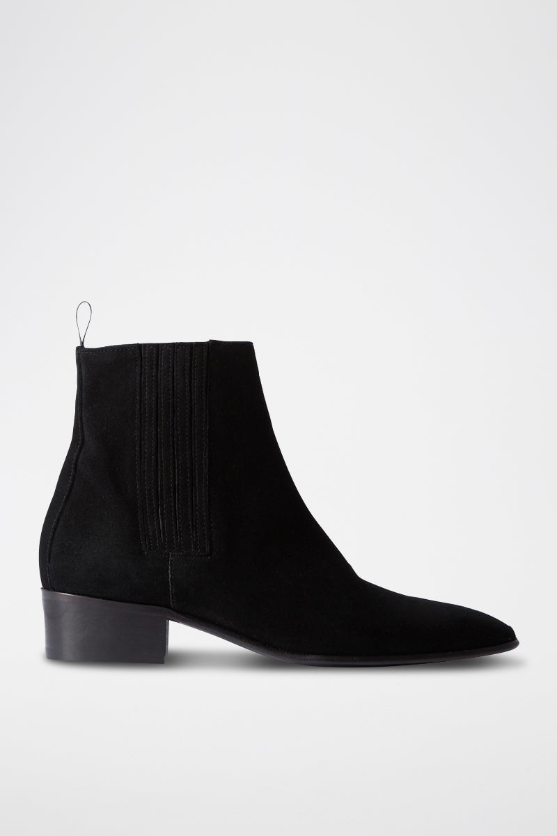 The Kooples - Chelsea Nubuck Ankle Boots - Black - Women
