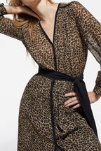 Shirt Dress - Beige And Black - Women