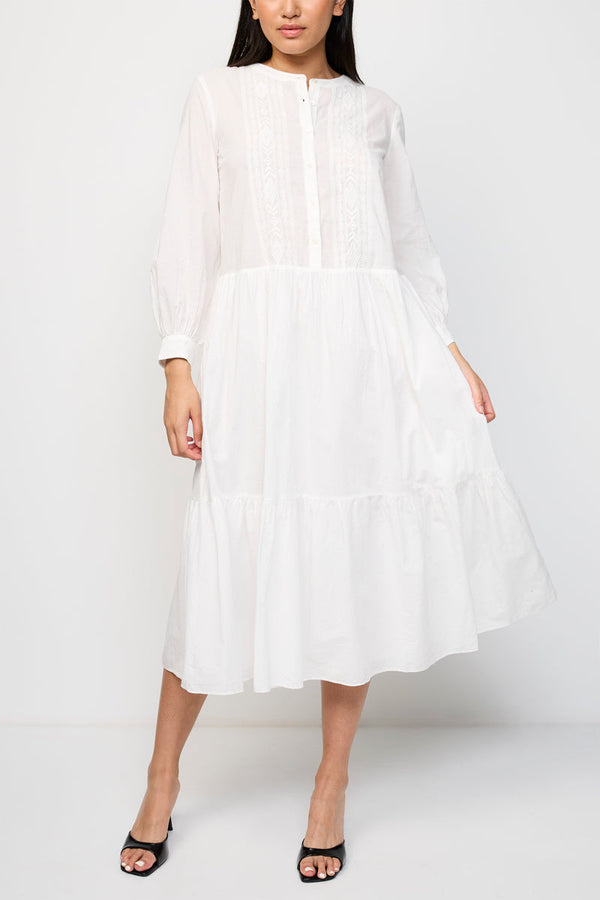 Navajo Embroidered Cotton Voile Long Dress - Women