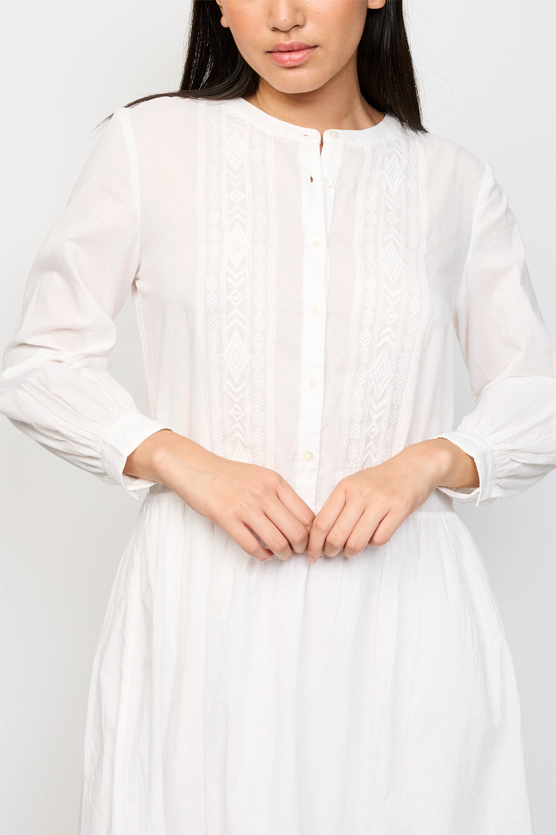 Navajo Embroidered Cotton Voile Long Dress - Women