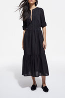 The Kooples - Vestido Largo Negro Bordado - Mujer