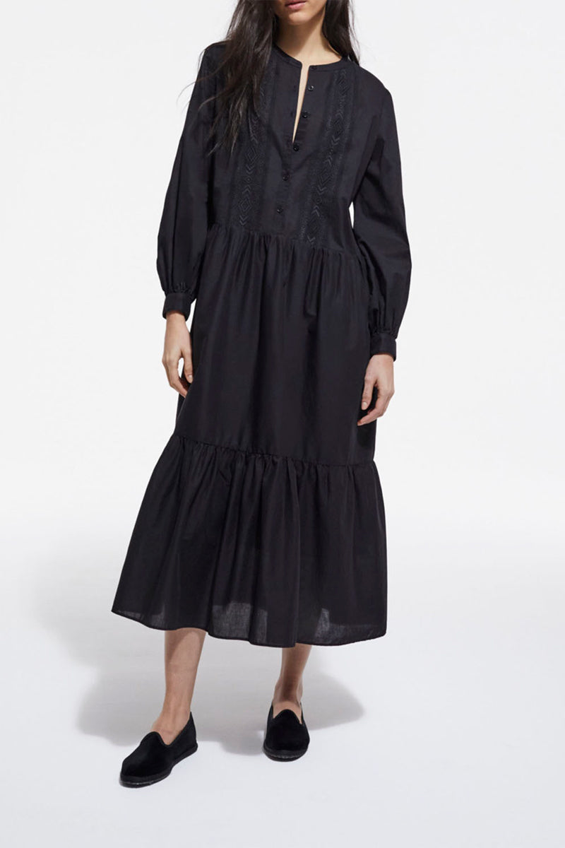 The Kooples - Long Black Embroidered Dress - Women