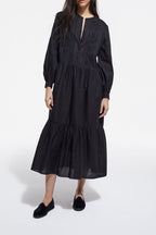 The Kooples - Long Black Embroidered Dress - Women