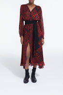 The Kooples - Vestido Largo Estampado Rojo - Mujer